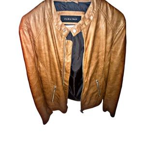 Brown leather Zara jacket . Size small